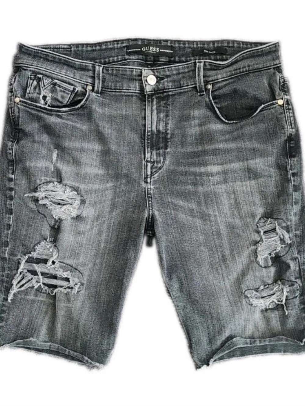 GUESS Los Angeles Mens Denim Slim Ripper Shorts Black Size 38